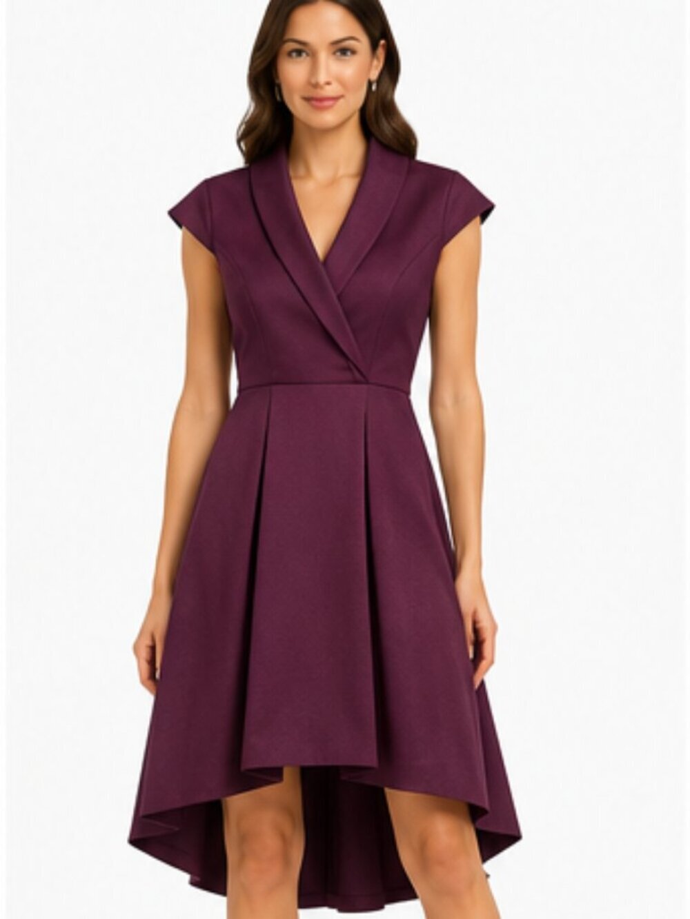 Adrianna Papell Purple High Low Midi Dress NWT Size 10 Cap Sleeve Formal
